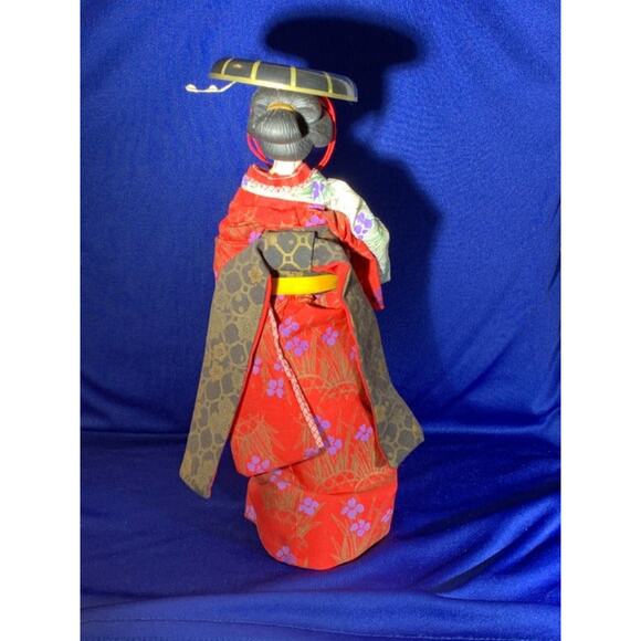 Vintage Porcelain Japanese Geisha Doll Authentic Cloth Dress - Picture 7 of 11